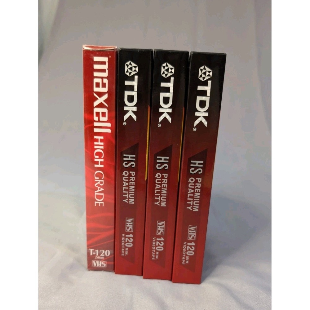 TDK & Maxell T-120 HS Premium‎ Quality 6 Hour VCR VHS Blank Video 4 Tapes Sealed